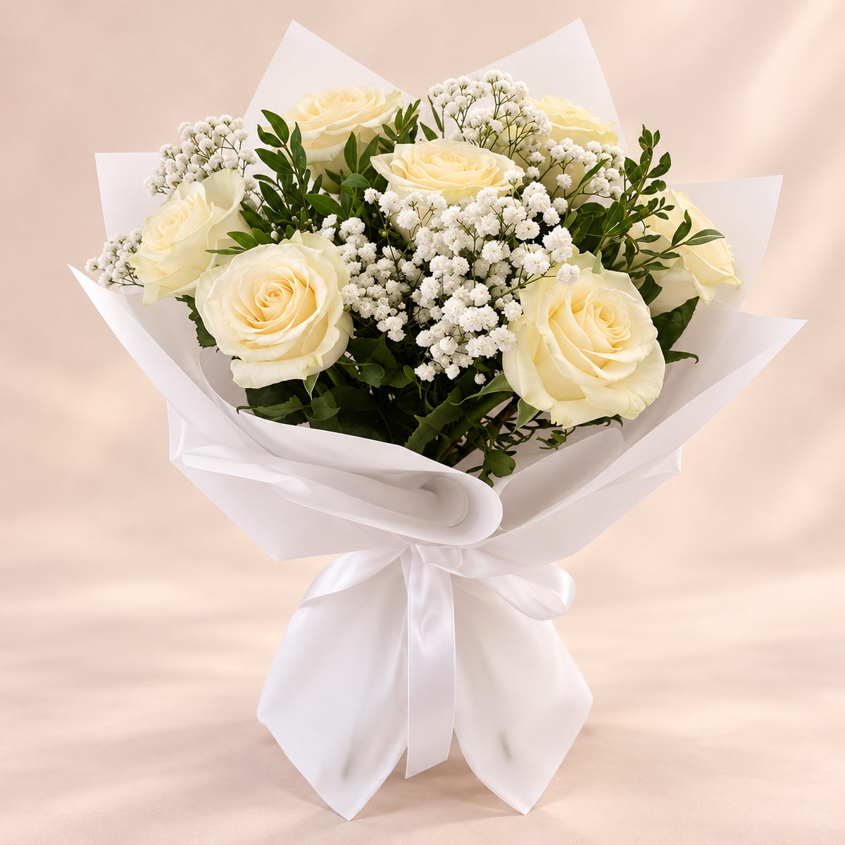 Buchet 7 Trandafiri Albi