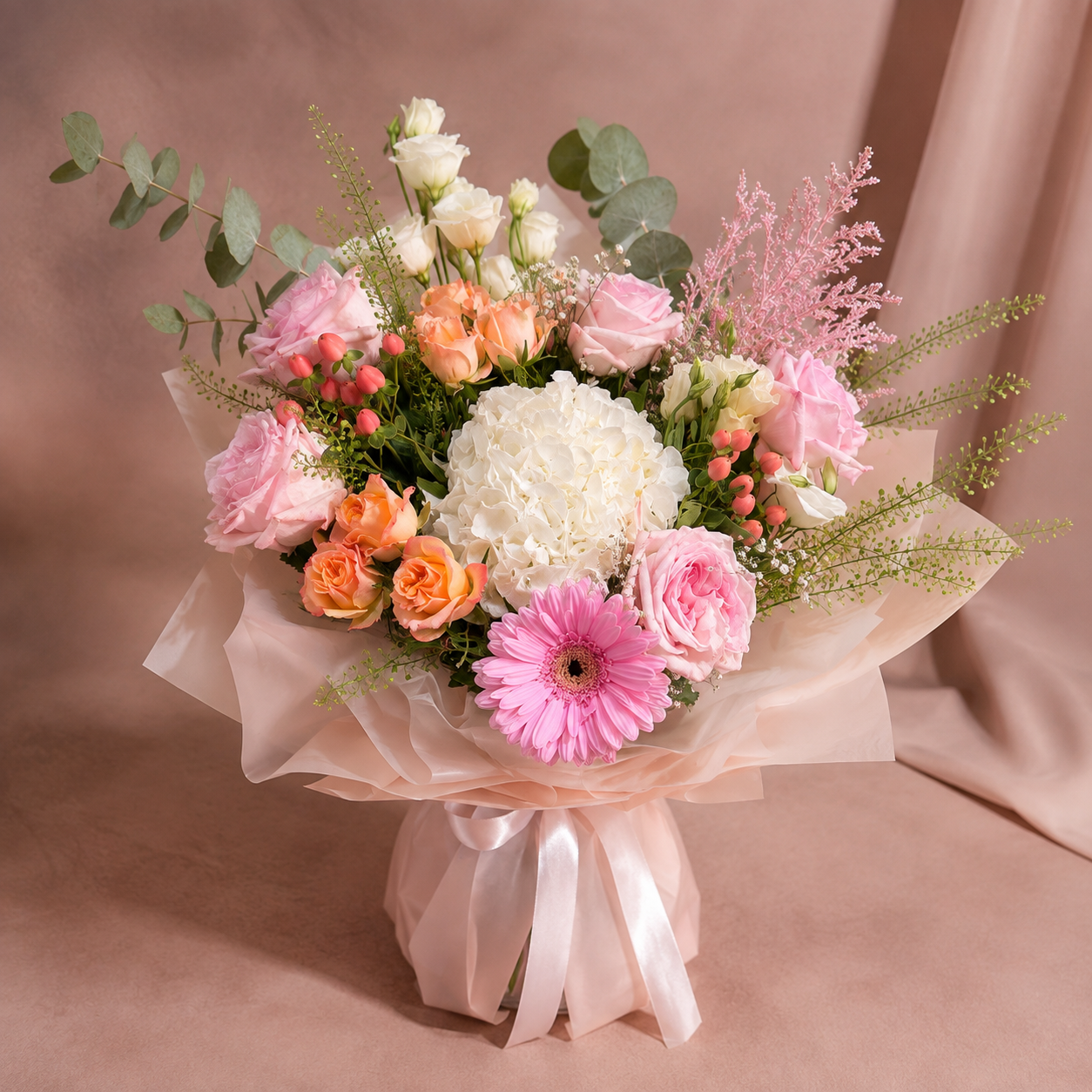 Buchet Hortensie si Trandafiri roz VIP | About Flowers, Florarie Iasi