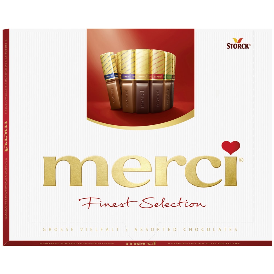 Merci Finest – Cutie Cadou cu Bomboane Asortate 250g About Flowers